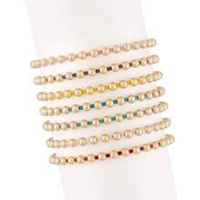 手工串珠手链，百搭18K镀金铜串珠手链，欧美珠宝，春夏