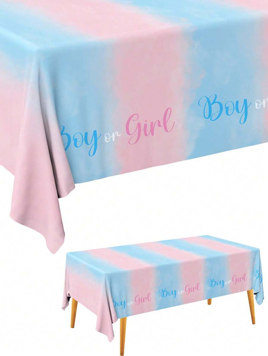 1 pieza Mantel de mesa para revelación de género rosa y azul, mantel desechable, mantel impermeable, suministros para fiestas, cubierta de mesa de plástico impermeable, decoración del comedor, decoración de fiestas, decoración de mesa