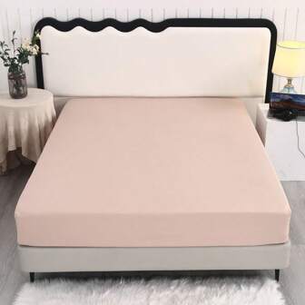 1pc Solid Color Polyester Fitted Sheet Without Pillowcase, All Seasons Available, Fully Wrapped Elastic Edge