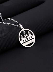 1pc Stainless Steel Yazd Delrisha Pendant Necklace, Couple Jewelry