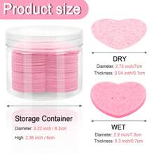 50-Count Compressed Face Sponge Natural Face Exfoliator Disposable Face Sponge For Cleansing Round Soft Face Cleansing Pad With Storage Container For Home And Travel.