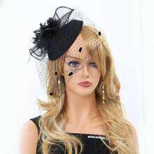 歐美風格的原創新娘網狀帽,马术比赛,鸡尾酒派对,舞會配件羽毛首饰,優雅 - 羽毛頭飾 - 查看 1