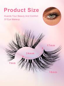 7 Pairs Half Lashes Clear Band 16mm False Lashes Cat Eye Look Tail Elongated Eyelashes For Daily And Party - Black - View 7