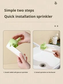 Rabbit Cartoon Faucet Extender Splash-Proof Detachable Kitchen And Bathroom Faucet, Cute Green Color - Green - View 5