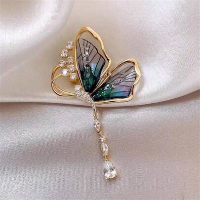 1 Pieza Broche De Mariposa De Moda Con Alfileres De Insecto De Diamantes De Imitación Para Accesorios De Ropa