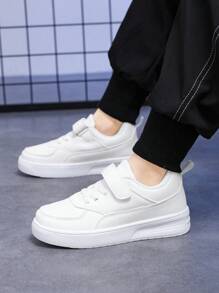 Zapatos para niños Otoño Invierno Tenis de lona blanca para niños, Zapatos deportivos negros para exterior para niños mayores - Blanco - Ver 5