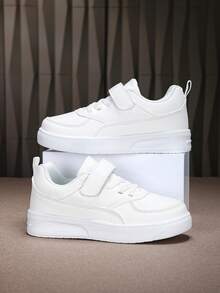 Zapatos para niños Otoño Invierno Tenis de lona blanca para niños, Zapatos deportivos negros para exterior para niños mayores - Blanco - Ver 3