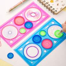 1/3/5pcs Set Kids' Diy Spiral Ruler, Multifunctional Educational Drawing Tool, Plastic Measuring Ruler For Drawing, Improves Hands-On Ability