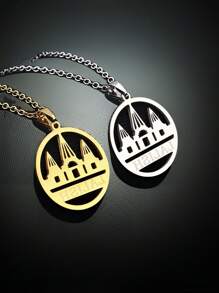 1pc Stainless Steel Yazd Delrisha Pendant Necklace, Couple Jewelry