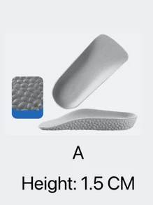 A Pair Of Soft And Breathable Invisible Popcorn Height Increasing Insoles In Grey, Suitable For Sports Shoes And  Boots, With A 7cm Height Increase
