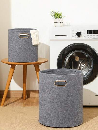 1pc Large Felt Laundry Basket, Thick Collapsible Dirty Clothes Hamper, Home Storage Bin For Kids' Toys And Miscellaneous Items Dress Pants Shoes Jeans Boots Skirtlaundry Hamper,Washing Basketbathroom Organizer,Basket,Storage Basket,Foldable Laundry Basket