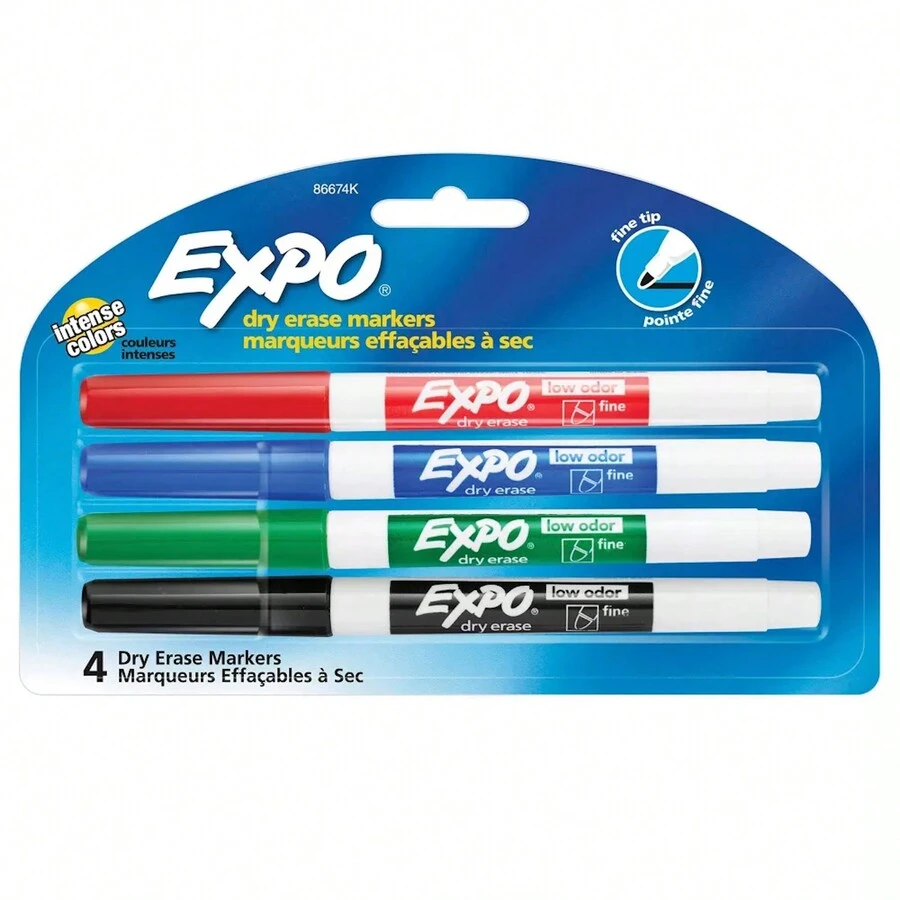 Expo 4pk Dry Erase Markers Fine Tip Multicolored - 彩色 - 查看 1