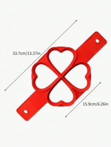 1入組紅色心形不黏硅膠煎餅圈/蛋模,適用於煎餅製作、烘焙 - 紅色 - 查看 5