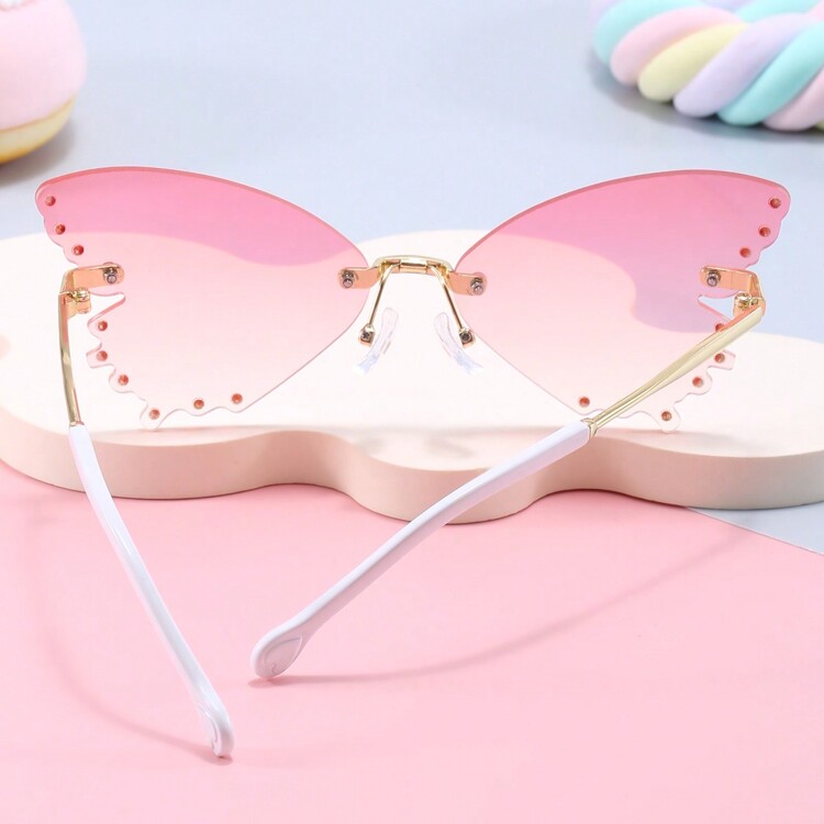 1 Cặp Kính Bướm Đính Đá Không Gọng Bán Kim Loại Unisex & Trẻ Em, Du Lịch Ngoài Trời, Kính Trang Trí Tiệc - Nhiều màu - Xem 5