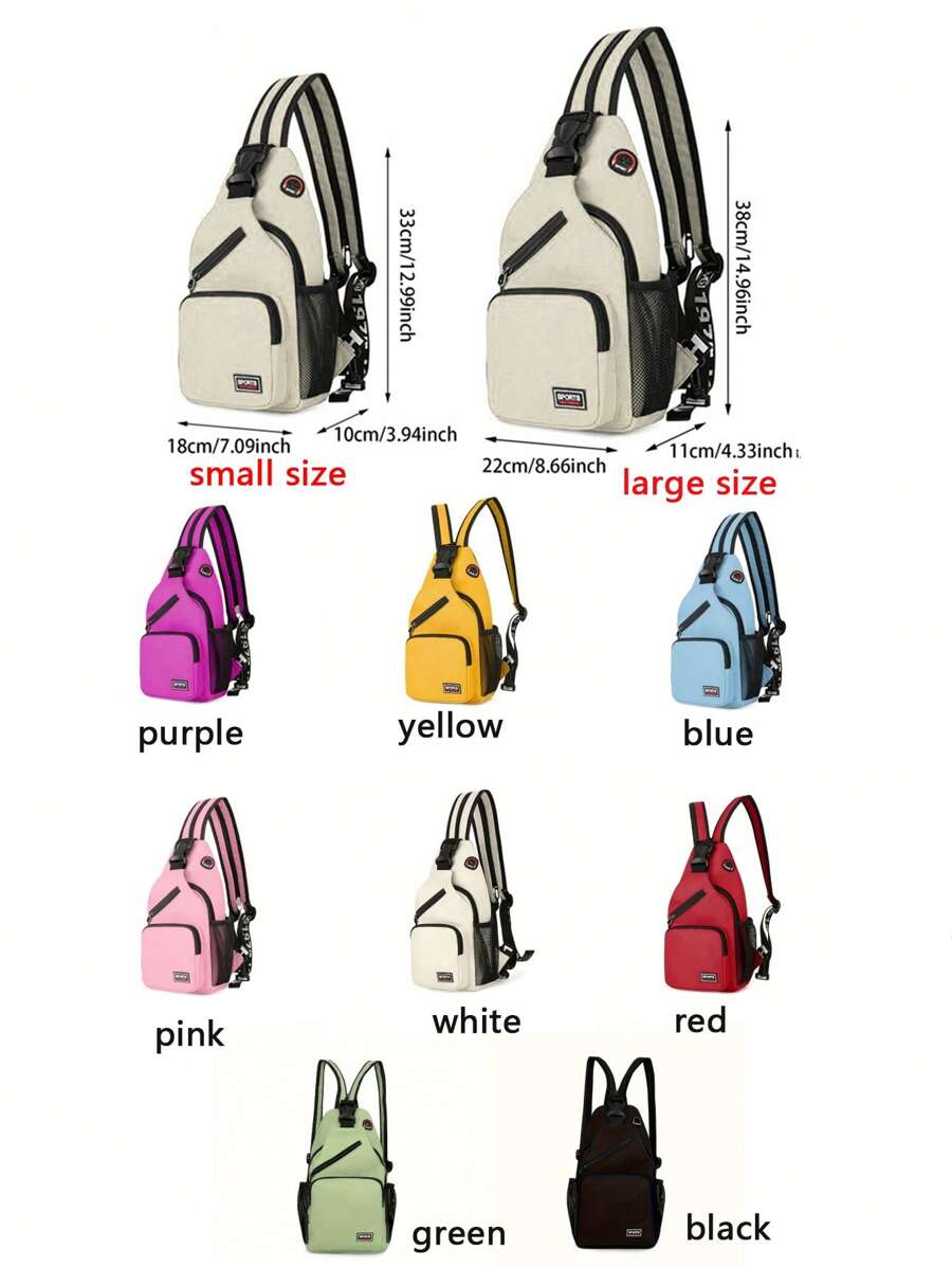 Multi-Pocket Shoulder Bag, Casual Nylon Crossbody Bag, Travel Hiking Daily Backpack With Zipper Strap, Essential For School