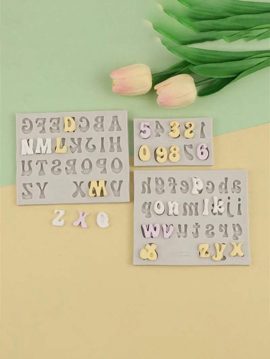 3D 矽膠字母與數字模具，適用於 DIY 裝飾與烘焙，完美適合數字、字母與糖霜，廚房工具與配件