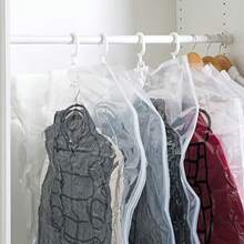 1pc Large/Medium Sized Hanging Vacuum Storage Bag For Down Jackets, Quilts, Clothing And Other Items - Clear - View 6