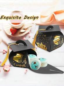 10/20 Piezas Cajas para dulces con forma de birrete de graduación, cajas de regalo para empacar, bolsas para fiestas de graduación 2025, suministros de decoración para fiestas de graduación - Multicolor - Ver 5