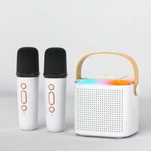 1pc Y1 Portable Model Wireless Bluetooth Speaker Small Singing Karaoke Home Microphone Audio Integrated Microphone Home KTV Set - White - View 9