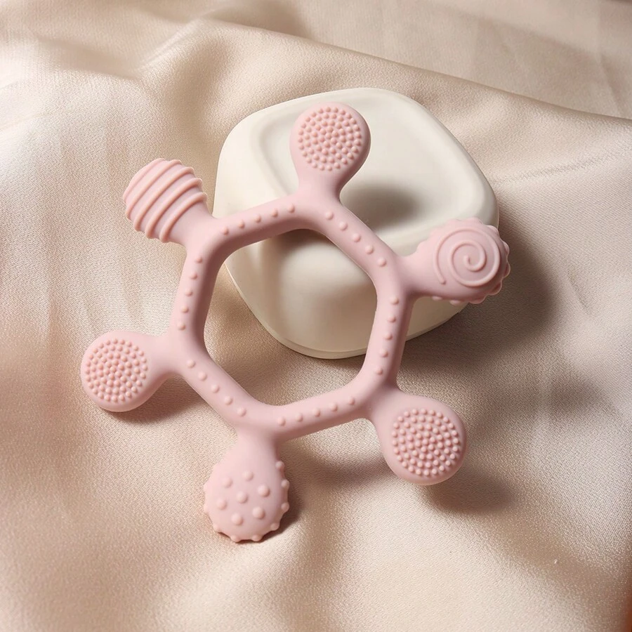 Baby Silicone Teething Toy, Pacifier, Grinding Teeth Stick With Multiple Grinding Points - Baby Pink - View 1