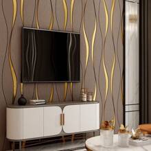 1 Roll 3d Water Ripple Design Minimalist Fashion Wallpaper, Non-Woven Material, Perfect For Living Room, Bedroom, Kitchen Wall Dration Upgrade,Renovation Stickers Peel Wall Panels,Wall Paper, Wallpapers,Spring Decoration Items Refresh Your Home,Rama Decoration Stickers - Brown - View 6