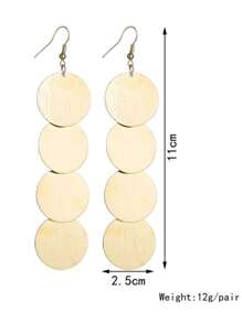 1对夸张几何圆形哑光金属吊坠耳环，欧美风格