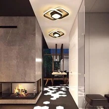 1個LED極簡主義創意風格黑色十字廣場天花板燈，適用於走廊陽台房間照明，暖色光3000K，白色光6000K - 黑色 - 查看 6