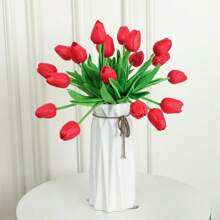 1/3/10/20pcs Premium Artificial Flowers, Real Touch Tulips Bouquet, Artificial Flowers For Wedding Room Home Hotel Party Event Valentine's Day New Years Gifts, Valentine Day, Gift Birthday Graduation - Red - View 4