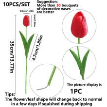 1/3/10/20pcs Premium Artificial Flowers, Real Touch Tulips Bouquet, Artificial Flowers For Wedding Room Home Hotel Party Event Valentine's Day New Years Gifts, Valentine Day, Gift Birthday Graduation - Red - View 3