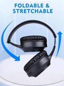 Gerripuer 被动式防噪包耳式无线耳机，可伸缩折叠设计，适合新年、情人节礼物，男女通用，蓝牙 5.3，USB-C，重低音，高清通话 - 黑色 - 查看 9