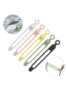 硅膠電纜捆綁器,適用於手機充電器,電腦,耳機,可重複使用的硅膠電纜帶,適用於辦公室、家庭、廚房、學校（多色）