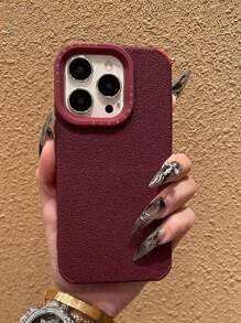 Red Apple Burgundy Minimalist Leather Moon Shape Phone Case Compatible With IPhone 16 Pro Max/16 Pro/16/16 Plus/15/15 Pro Max/15 Pro/15 Plus/11/12/13/14 Pro Max/XS/XR/11 Pro/11 Pro Max/12 Pro/12 Pro Max/13 Pro/13 Pro Max/7 Plus/14 Pro/14 Pro Max/14 Plus/7 Plus/8 Plus/8/SE 2, Creative Design For Men & Women, Soft Case