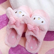 Miniso Sanrio Women's Plush Slippers, Autumn And Winter, Cute Cartoon Home Furnishing Slippers-Purple(1 PC) - Pink - View 2