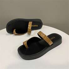 平底法式人字拖女鞋2024新款夏季復古海邊沙灘涼鞋 - 卡其色 - 查看 3