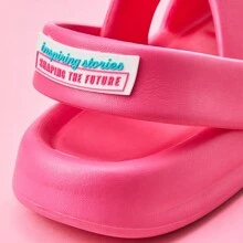 Miniso 女士户外凉鞋时尚沙滩拖鞋女士厚底拖鞋 - 平底防滑、时尚百搭（） - 玫紅綠 - 查看 4
