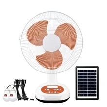 12In ventilador Solar Recargable De Mesa Cargador De Celular Ventilador eléctrico de mesa con luz y función de Banco de energía, portátil,escritorio, recargable, solar - Naranja - Ver 1