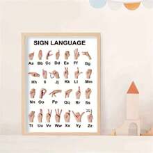 1張手語學習海報,適用於家居學校裝飾,abc字母遊戲和教育,8*10英寸,無框 - 多色 - 查看 5