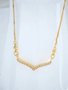 2024新款女士項鍊,鈦銅銀材質,經典長鏈吊墜,防褪色,生日禮物,情人節禮物,v形,五角星,地球,鑽石形狀 - 金色 - 查看 23