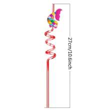 8pcs Reusable Cartoon Mermaid Tail Pet Plastic Straw, Perfect For Mermaid Themed Parties As Decoration Or As Small Gift - Multicolor - View 2