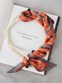 1 Miếng Retro Trân châu Khăn quàng cổ Dây chuyền Với Hoa Khăn quàng cổ Đối với phụ nữ , Đúng mốt Xương quai xanh Chuỗi Thanh lịch - Nhiều màu - Xem 2