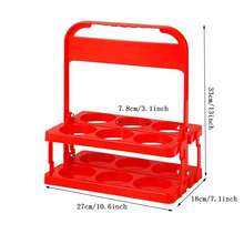 1pc Portable Foldable Beer Rack & Beverage Holder, Six Hole Handheld Cup Rack, Coffee Collection Basket, Desktop Drink Display Rack, Suitable For Picnic, Camping, Party Gathering, Travel, Car Use - Red - View 2