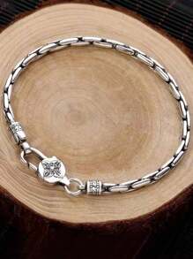 Bracciale da uomo con chiusura vajra vintage e decorazione in osso di serpente, minimalista e