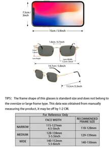 1pc Men Square Frame Punk Hollow Out Design Metal Fashion Glasses For Outdoor Travel Rave Party Driving Accessories For Summer Beach Vacation,Outdoor,Travel