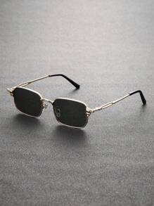 1pc Men Square Frame Punk Hollow Out Design Metal Fashion Glasses For Outdoor Travel Rave Party Driving Accessories For Summer Beach Vacation,Outdoor,Travel