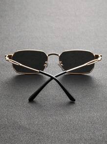 1pc Men Square Frame Punk Hollow Out Design Metal Fashion Glasses For Outdoor Travel Rave Party Driving Accessories For Summer Beach Vacation,Outdoor,Travel