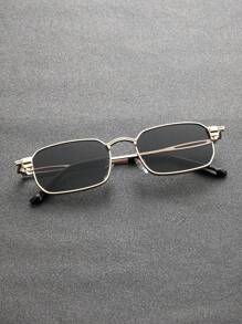 1pc Men Square Frame Punk Hollow Out Design Metal Fashion Glasses For Outdoor Travel Rave Party Driving Accessories For Summer Beach Vacation,Outdoor,Travel