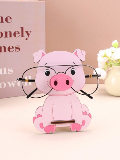 1pc Pink Pig Eyeglasses Stand,Detachable Wooden Glasses Holder,Unique Animal Shaped Sunglasses Organizer Stand.