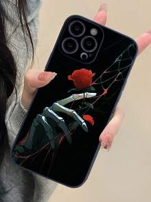 1入組黑色設計和彩色骷髏印花的iphone殼,具有防墜功能並附有手帶 - 彩色 - 查看 3