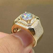 1 szt Wspaniały Męski Duży Kamień narodzin Kryształ Górski Pierścionki Luksusowy Złoto Kolor Bankiet Pierścionek Zaręczynowy Dla mężczyzn Obrączka ślubna Biżuteria Prezenty Sprzedaż hurtowa