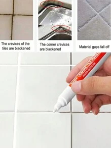 1pc Roise White Waterproof Tile Marker Grout Pen Wall Seam Pen 10Color Optional, For Tiles Floor Bathroom Decontamination Seam Repair, Stickers, Wall Decal, Vinyl Decal For Home Decorations, Spring Decoration Items Refresh Your Home, Rama Decoration Stickers